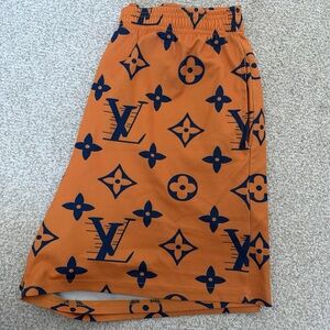 Vibrant Orange Skirt with Navy Monogram